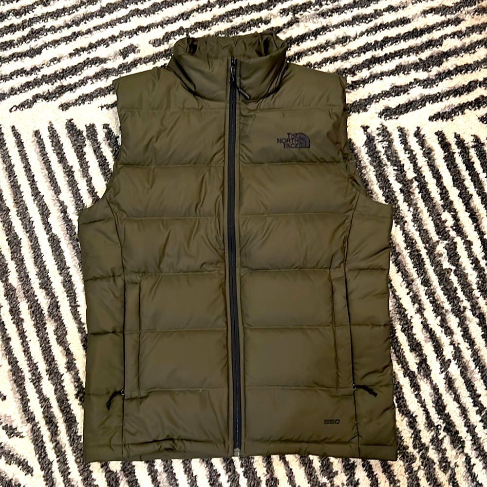 North face olive green puffer vest